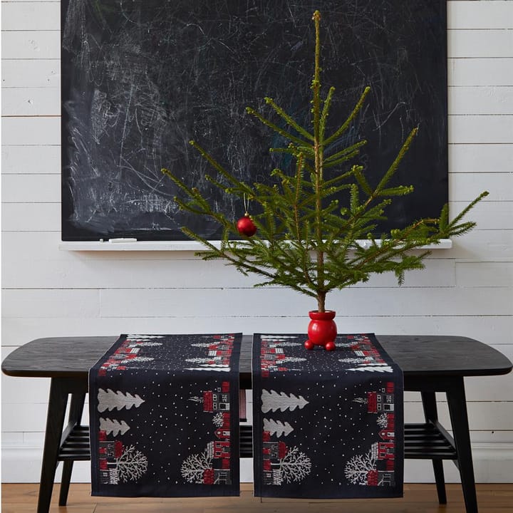 Julstad löpare, svart Ekelund Linneväveri