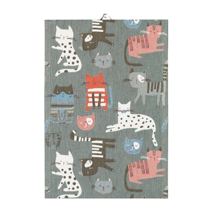 Katter kökshandduk 35x50 cm, Grå Ekelund Linneväveri