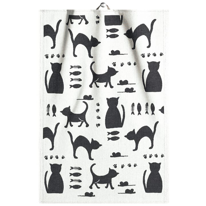 Kattliv kökshandduk 48x70 cm, Grå Ekelund Linneväveri