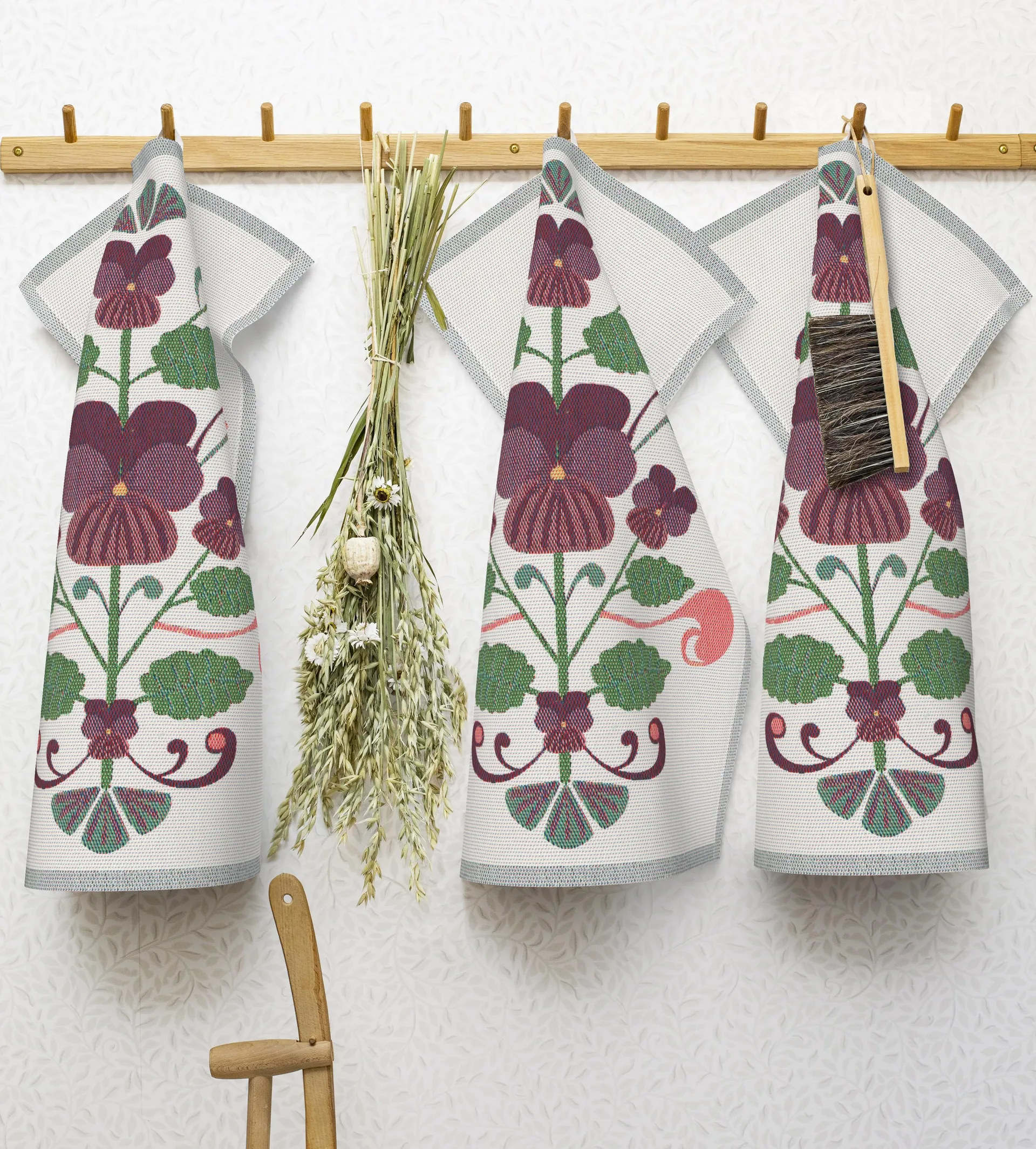 Lindas viol kökshandduk 40x60 cm, Lila-grå Ekelund Linneväveri