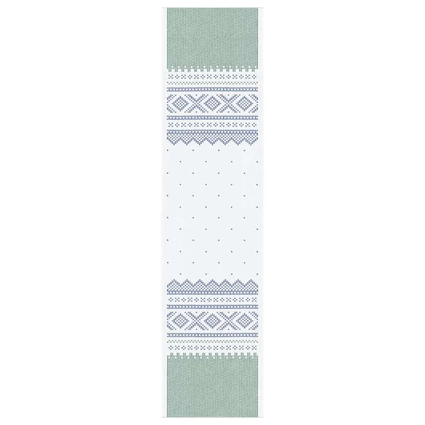 Marius bordslöpare 35x140 cm, Grön-blå Ekelund Linneväveri
