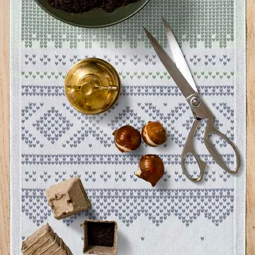 Marius bordslöpare 35x140 cm - Grön-blå - Ekelund Linneväveri