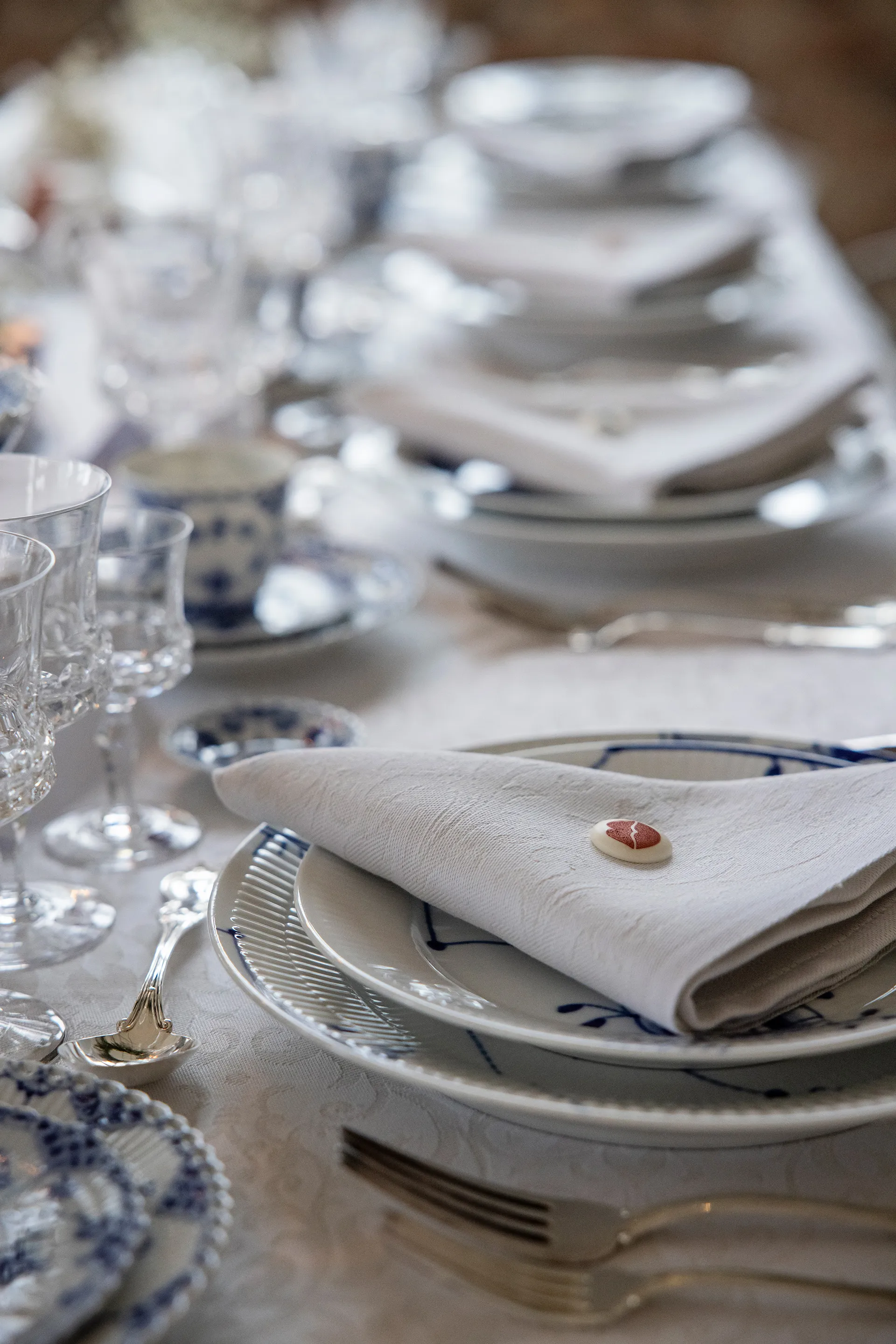 Medaljong servett 35x35 cm, Vit Ekelund Linneväveri