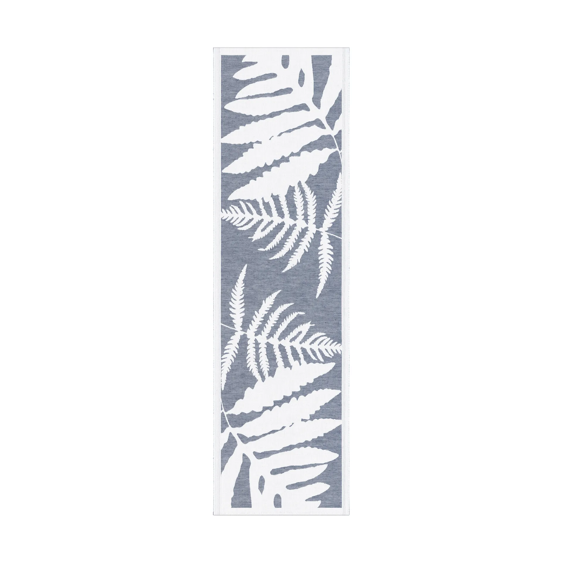 Ormbunkar bordslöpare 50x150 cm, Blå-vit Ekelund Linneväveri