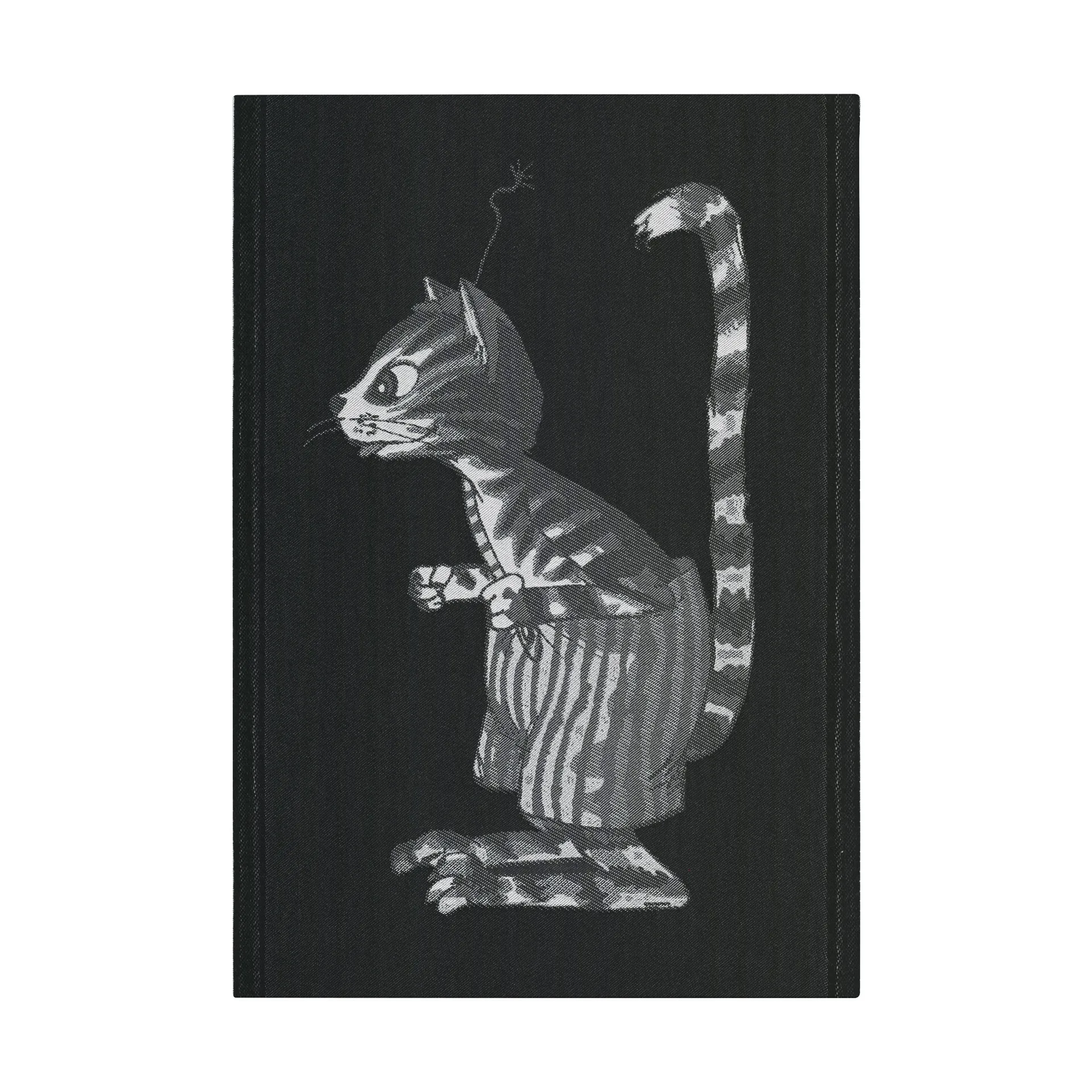 Pettson & Findus kökshandduk svart-vit 35x50 cm, Findus Ekelund Linneväveri