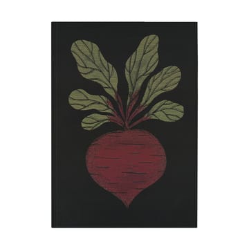 Rödbeta kökshandduk 48x70 cm - Svart-röd - Ekelund Linneväveri