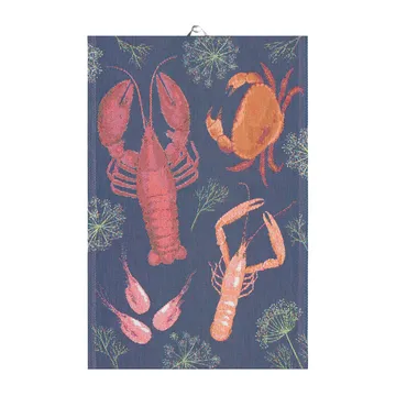 Skaldjursfest kökshandduk - 40x60 cm - Ekelund Linneväveri