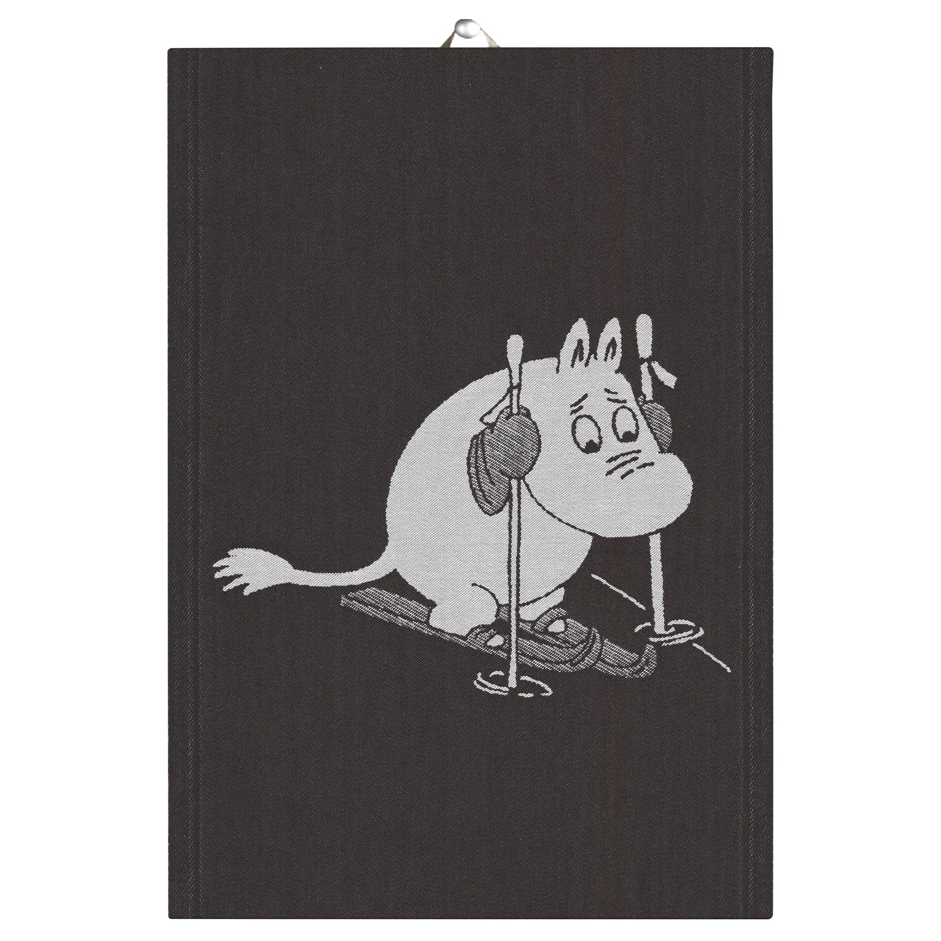 Skiing kökshandduk 35x50 cm, Svart Ekelund Linneväveri