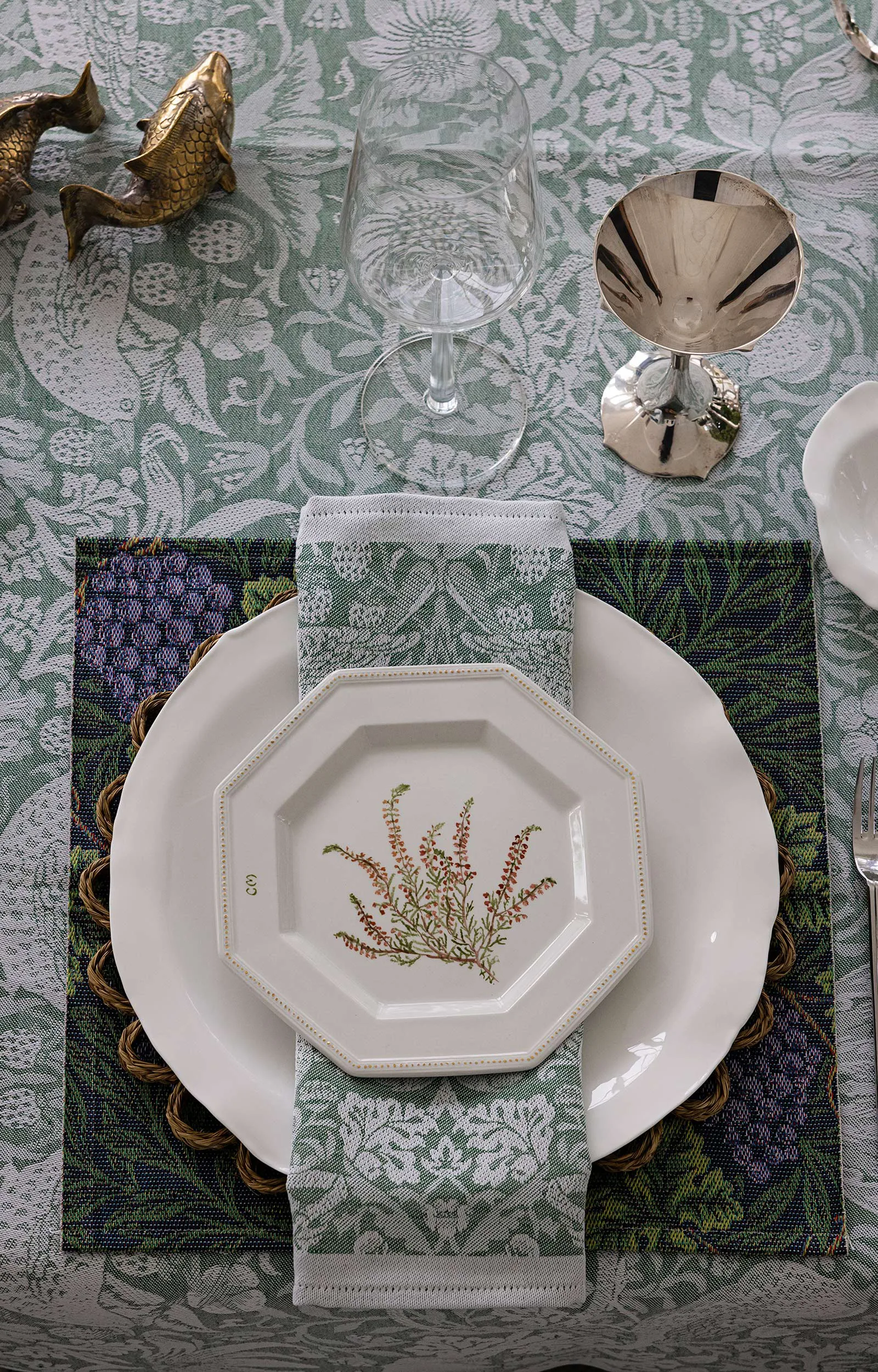 Strawberry Thief bordslöpare 50x150 cm, Grön Ekelund Linneväveri