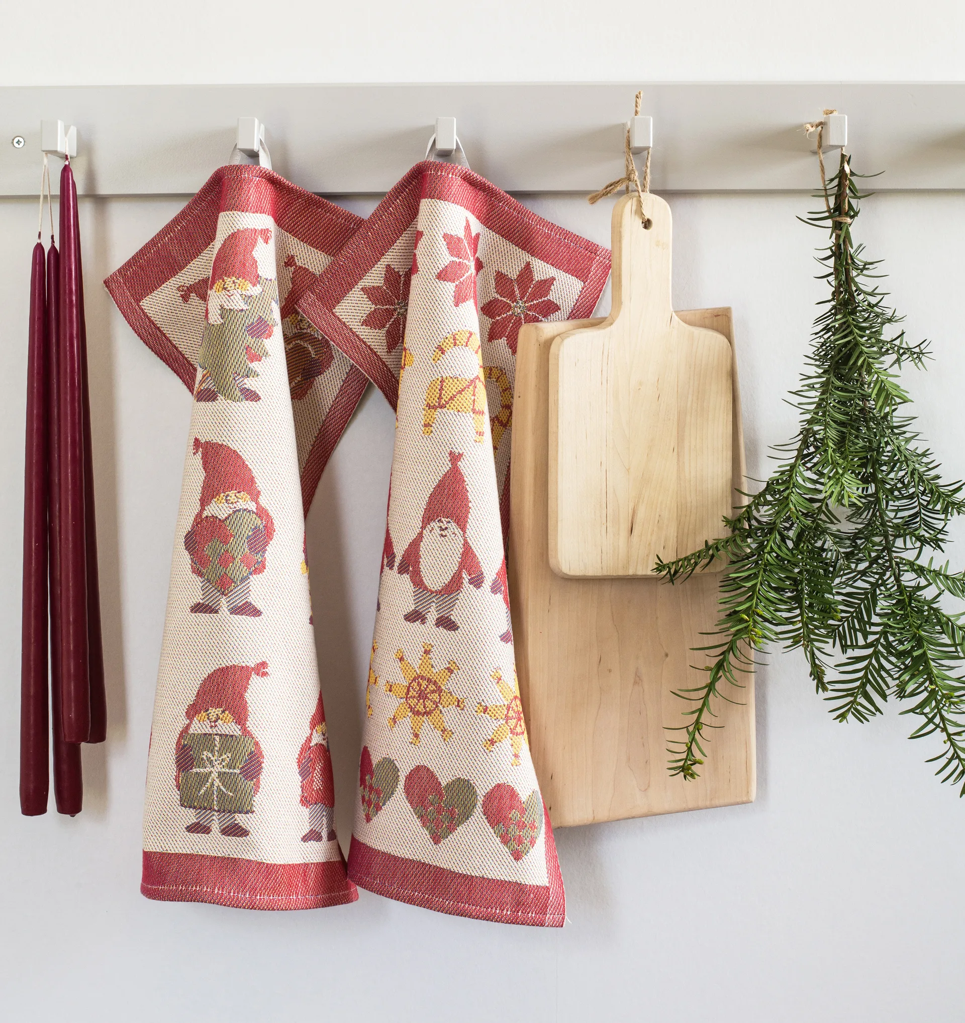 Tomtemys kökshandduk 35x50 cm, Röd Ekelund Linneväveri