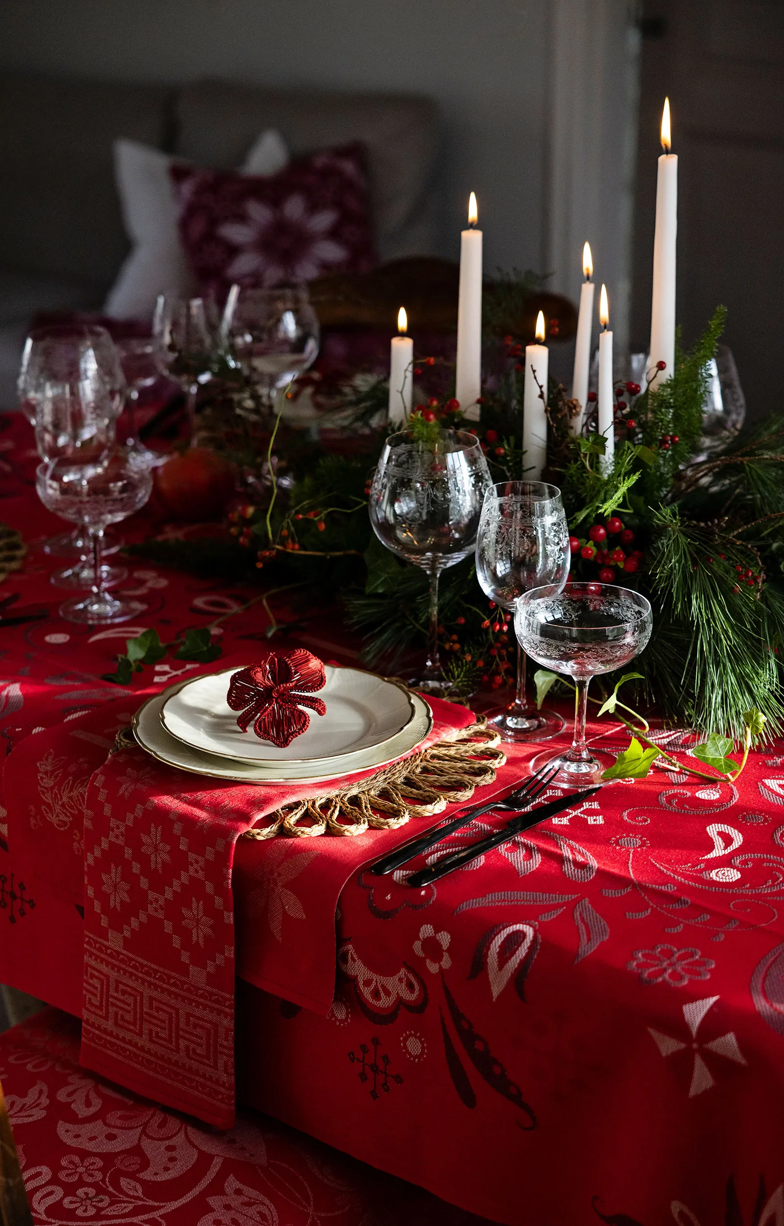 Torplyckan kökshandduk 48x70 cm, Röd Ekelund Linneväveri