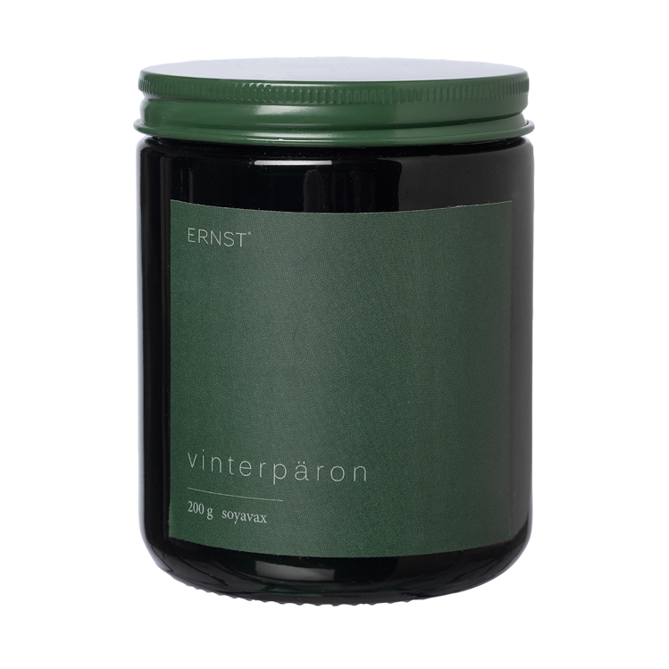 Ernst doftljus i glas med lock Ø7,2 cm Vinterpäron | Skandinavisk Design | Doftljus & Doftpinnar | Grön