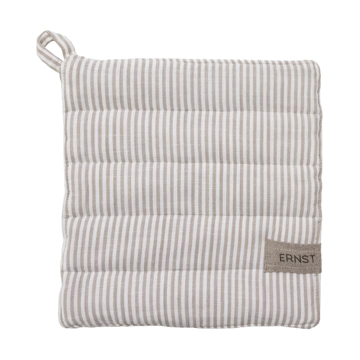 Ernst grytlapp randig 23x25 cm - Beige-vit rand - ERNST