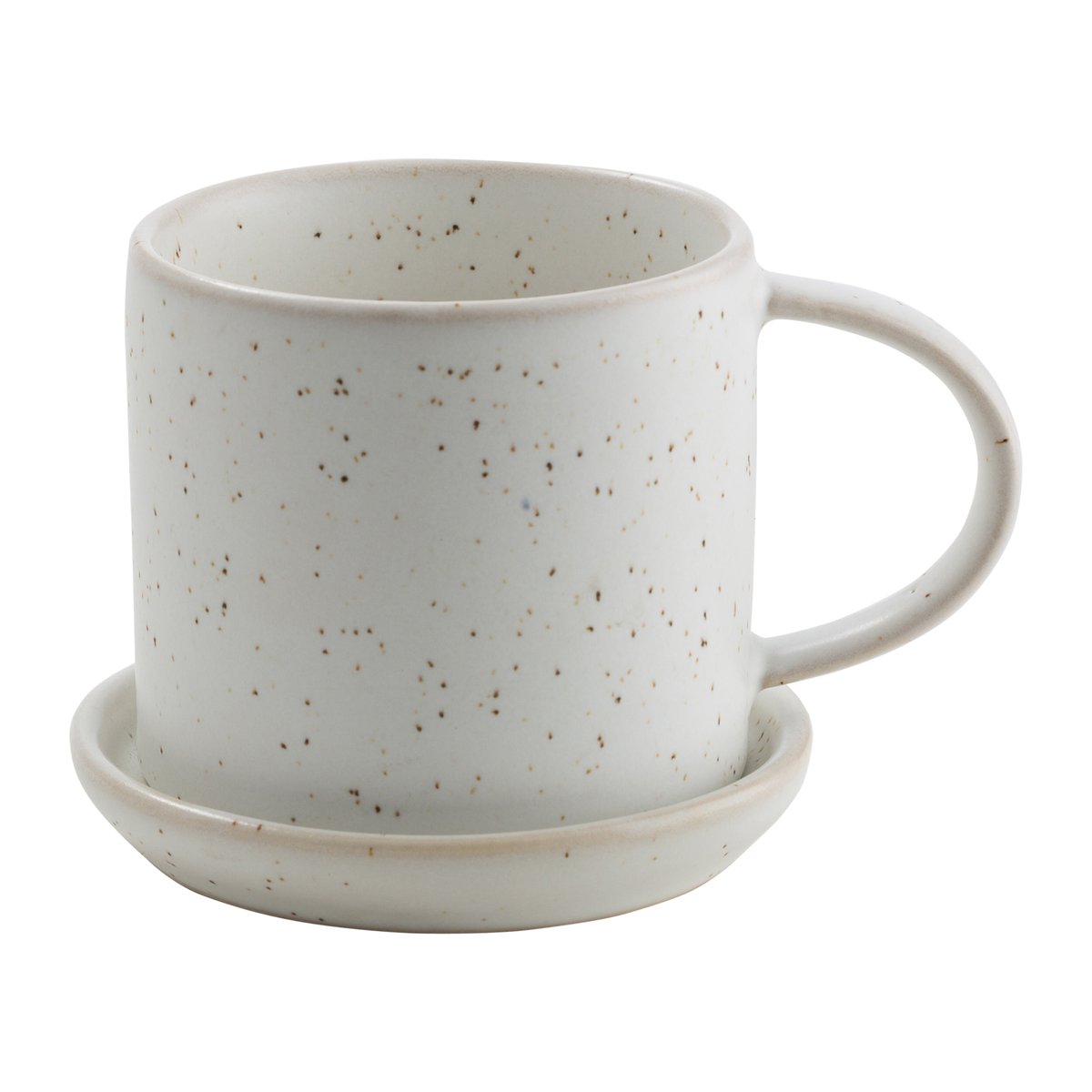 Ernst kopp med fat 7 cm Vit-prickig | Skandinavisk Design | Kaffekoppar | Vit