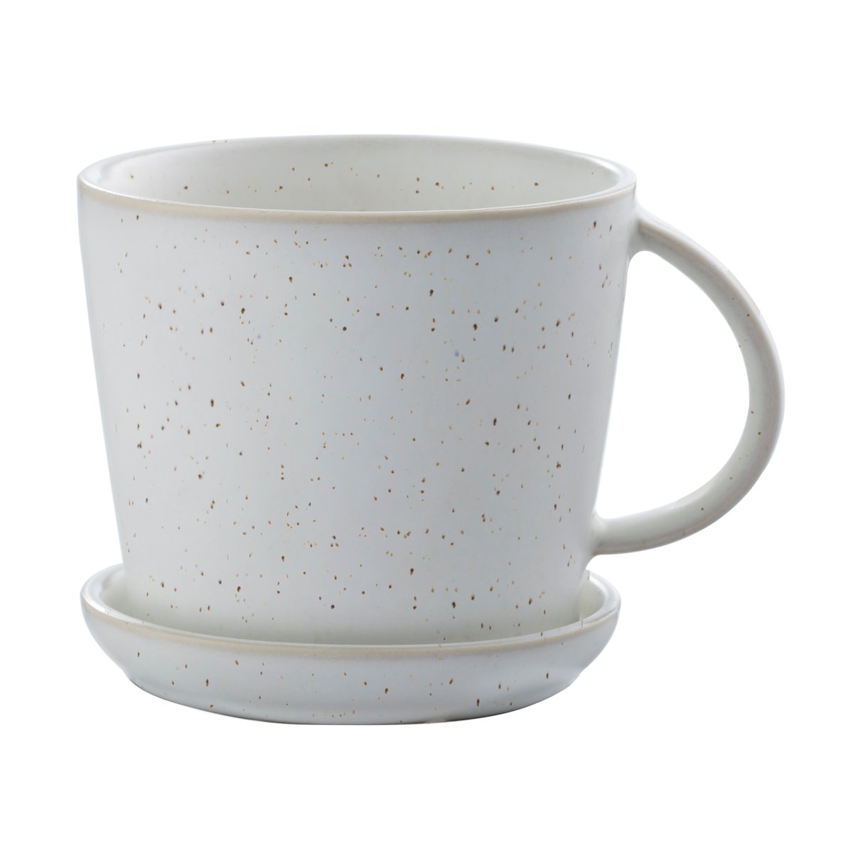 Ernst kopp med fat 8,5 cm Vit-prickig | Skandinavisk Design | Kaffekoppar | Vit