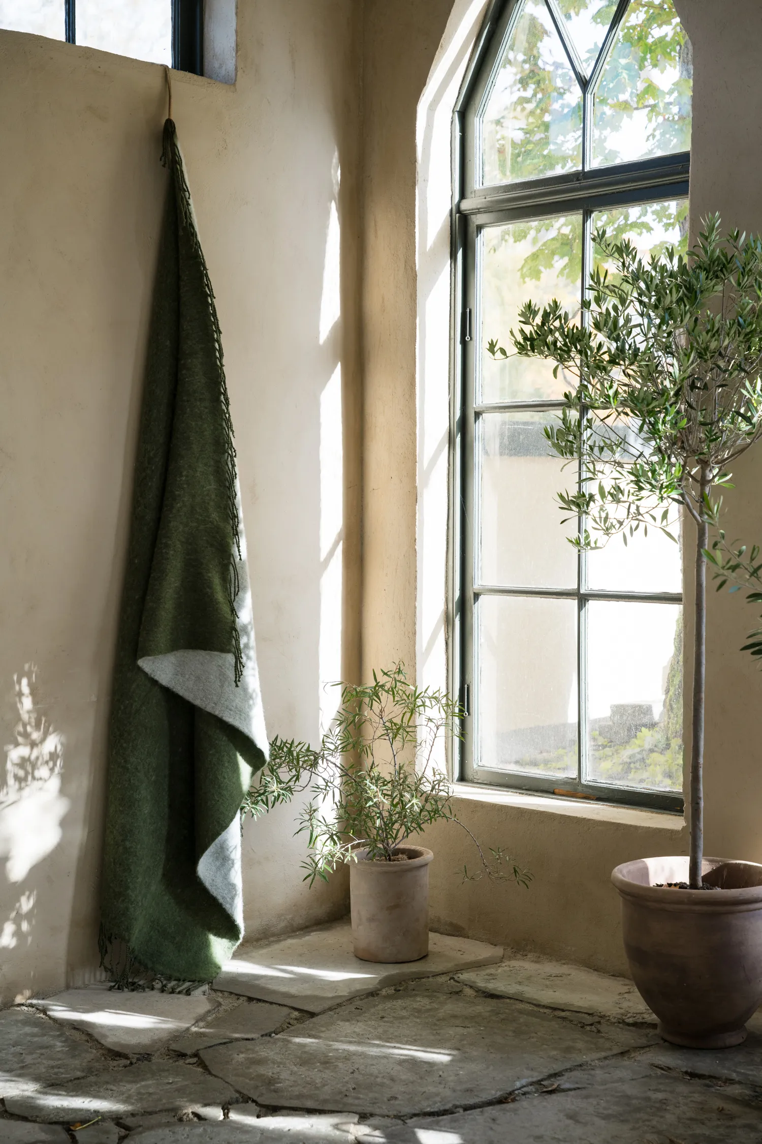 Ernst pläd med frans 130x170 cm, Grön-vit ERNST