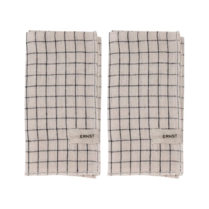 Ernst servetter 2-pack rutig 40x40 cm, Svart-beige ERNST