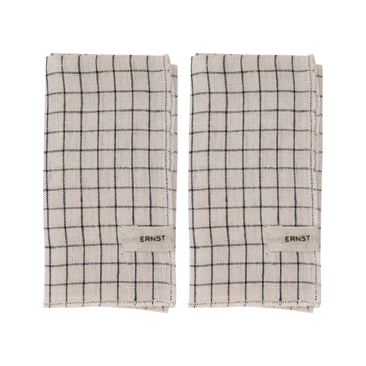 ERNST Ernst servetter 2-pack rutig 40x40 cm Svart-beige