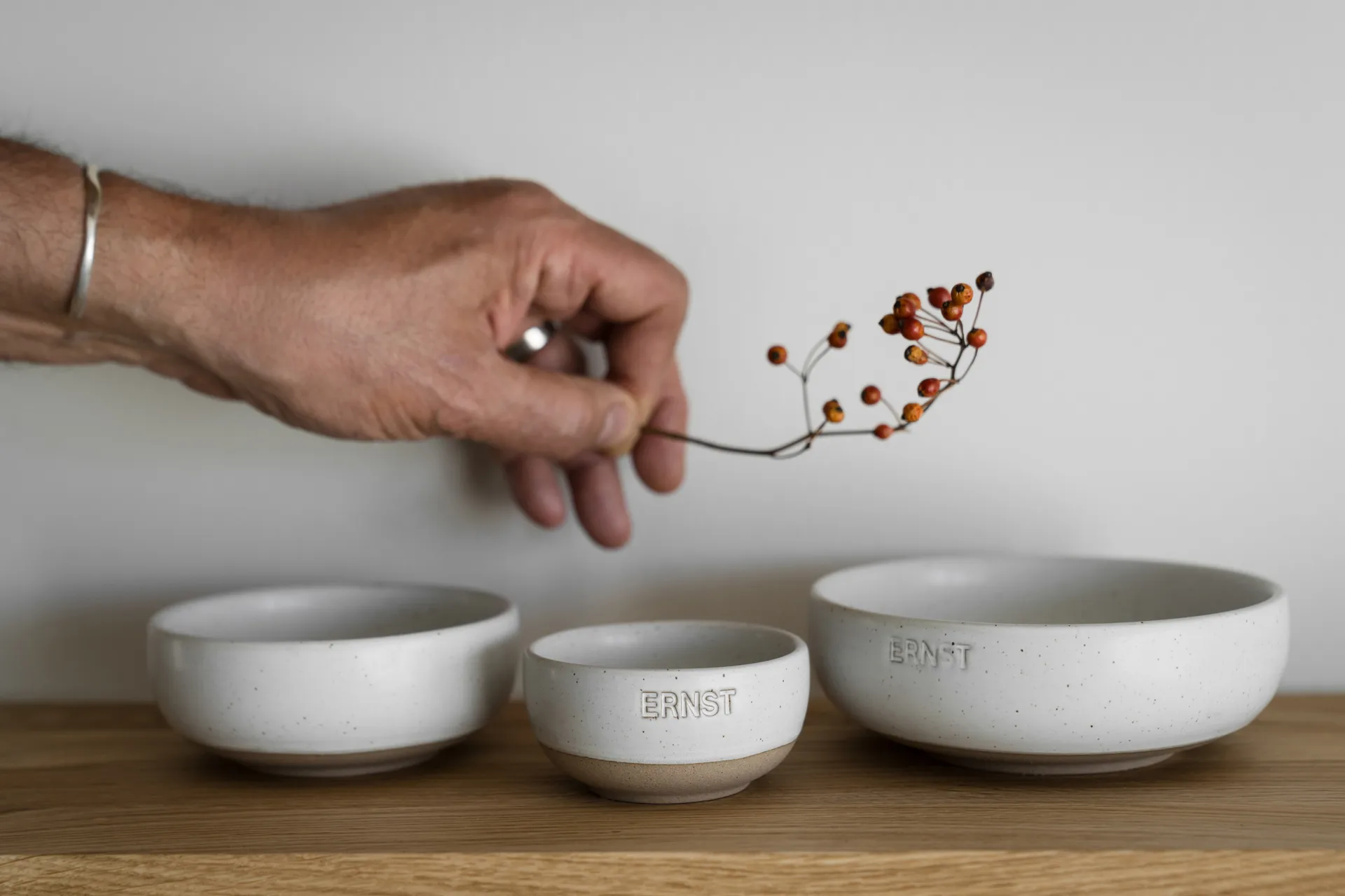 Ernst skål, Vit-natur botten, Ø8 cm ERNST