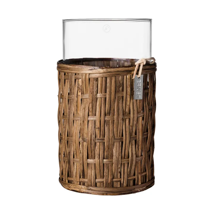 Ernst vas/ljuslykta i korg - Mörkbrun, Ø10x18 cm - ERNST