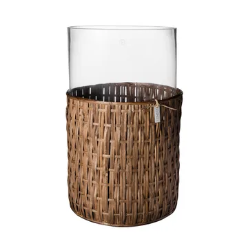 Ernst vas/ljuslykta i korg - Mörkbrun, Ø18x30 cm - ERNST