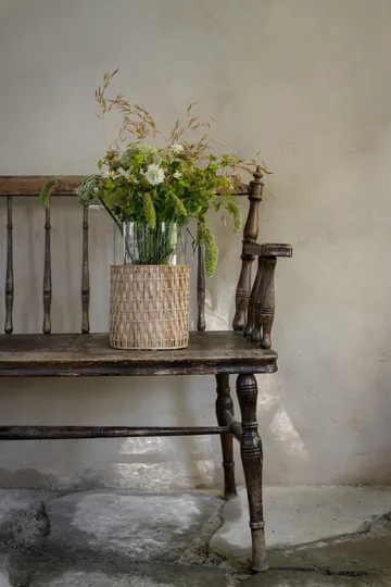 Ernst vas/ljuslykta i korg - Natur, Ø18x30 cm - ERNST