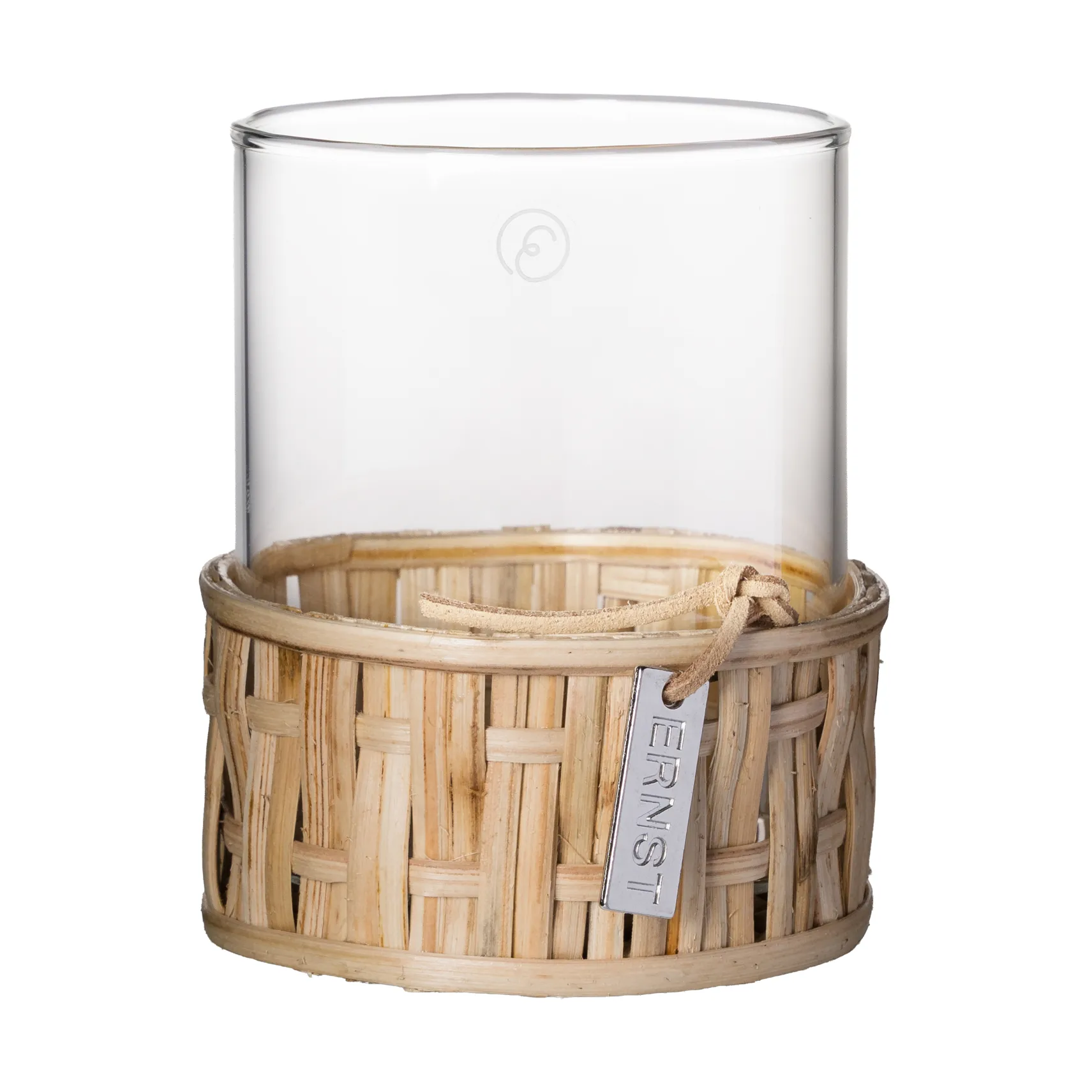 Ernst vas/ljuslykta i korg, Natur, Ø7x8,5 cm ERNST