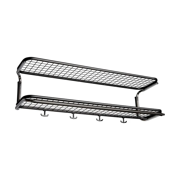 Classic 650 hatthylla - svart/krom, 2 plan, 90 cm - Essem Design