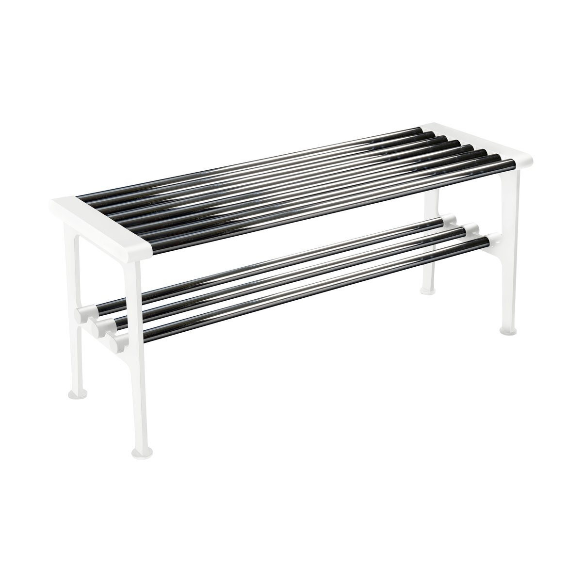 Essem Design Nostalgi bänk 100 cm Krom-vit | Skandinavisk Design | Bänkar | Silverfärgad
