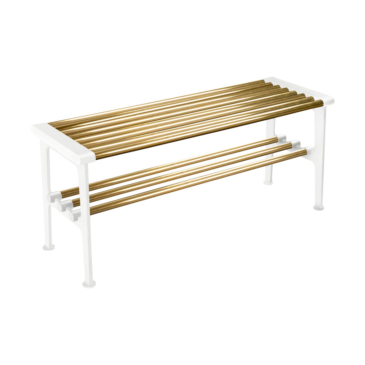 Essem Design Nostalgi bänk 100 cm Mässing-vit | Skandinavisk Design | Bänkar | Guldfärgad