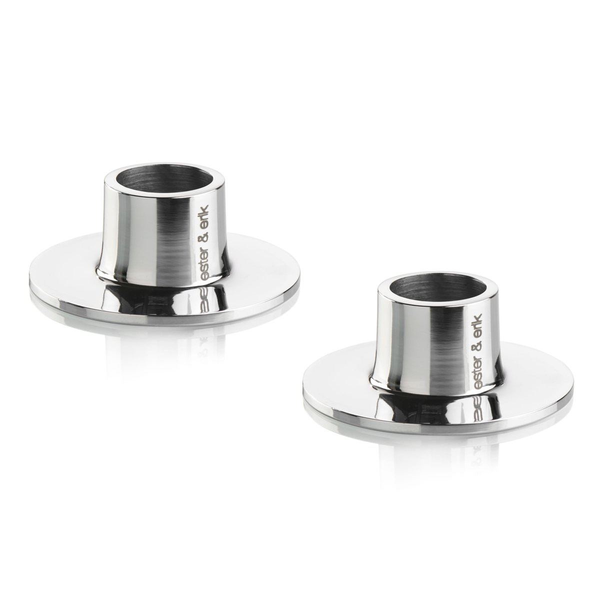 ester & erik ljusstake blank 2-pack Rosfritt stål | Skandinavisk Design | Ljusstakar | Silverfärgad