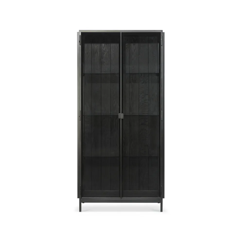 Ethnicraft Anders vitrinskåp Svart 2 glasdörrar-Metall