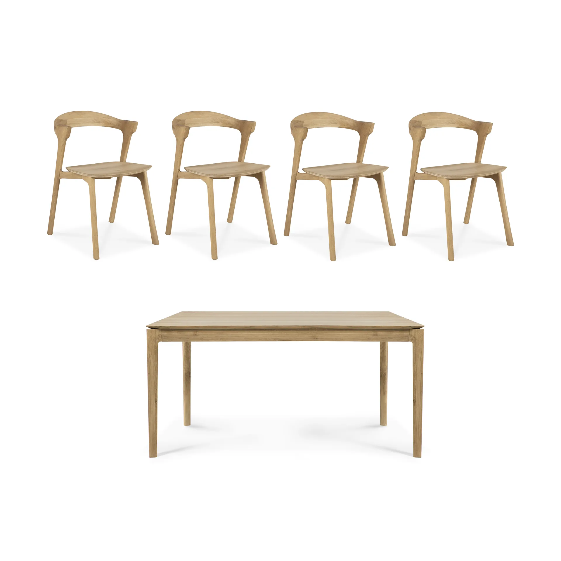 Bok matbord 160 cm + stol 4-pack - Hårdvaxoljad ek,  Ethnicraft