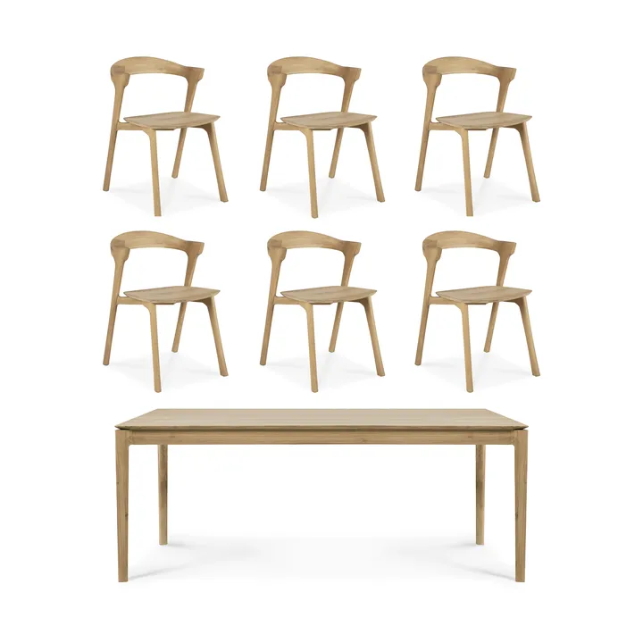 Bok matbord 200 cm + stol 6-pack - Hårdvaxoljad ek - Ethnicraft