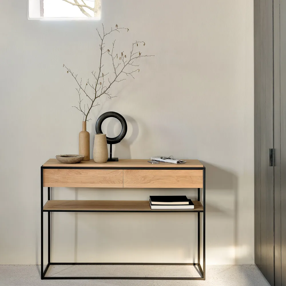 Monolit konsolbord 122x40 cm, Oak-Black Ethnicraft