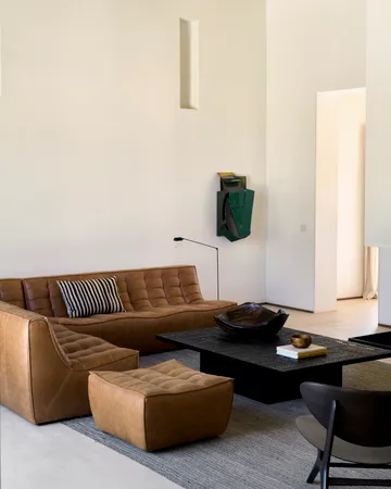 N701 fotpall 70x70 cm - Aniline leather brown - Ethnicraft