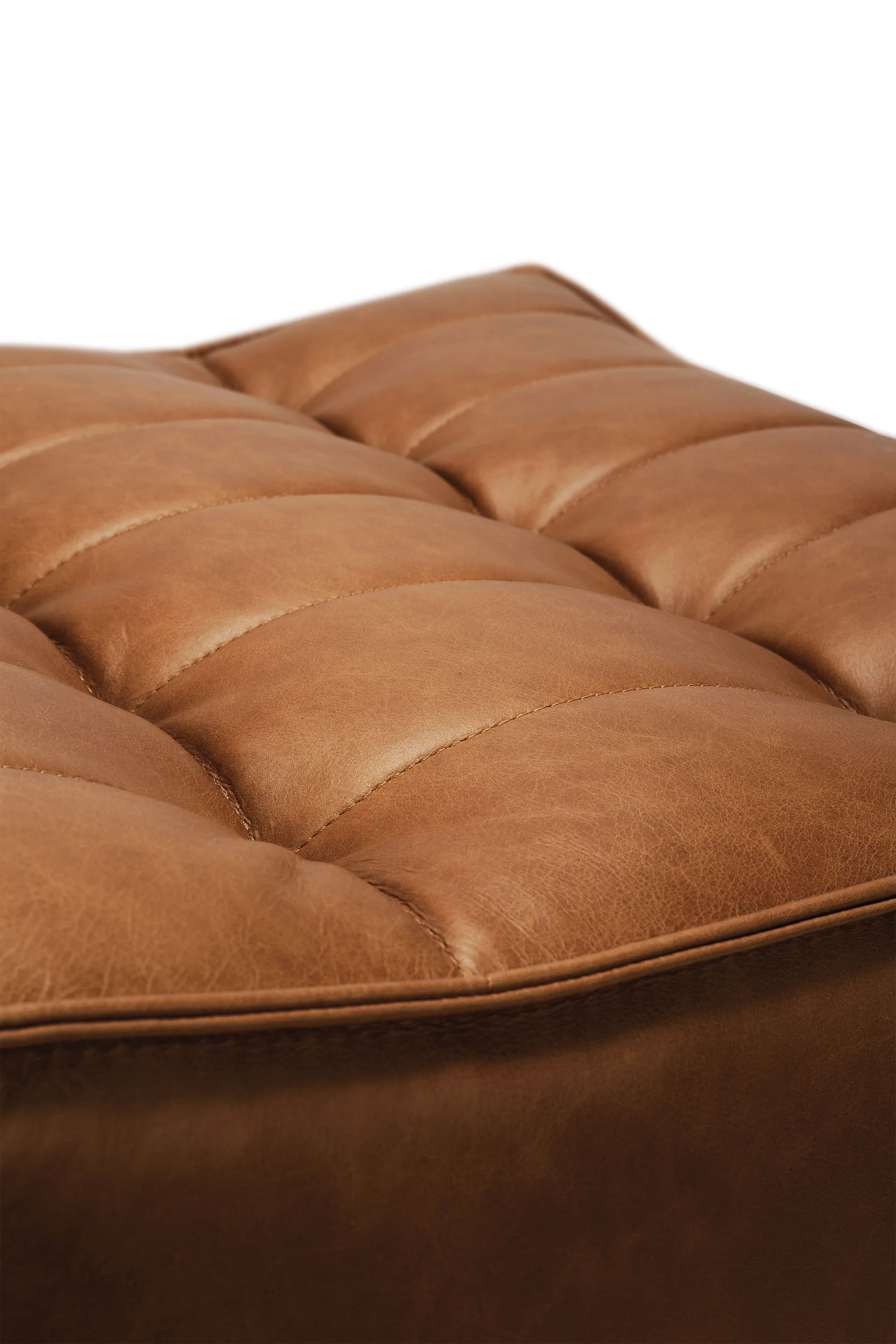 N701 fotpall 70x70 cm, Aniline leather brown Ethnicraft