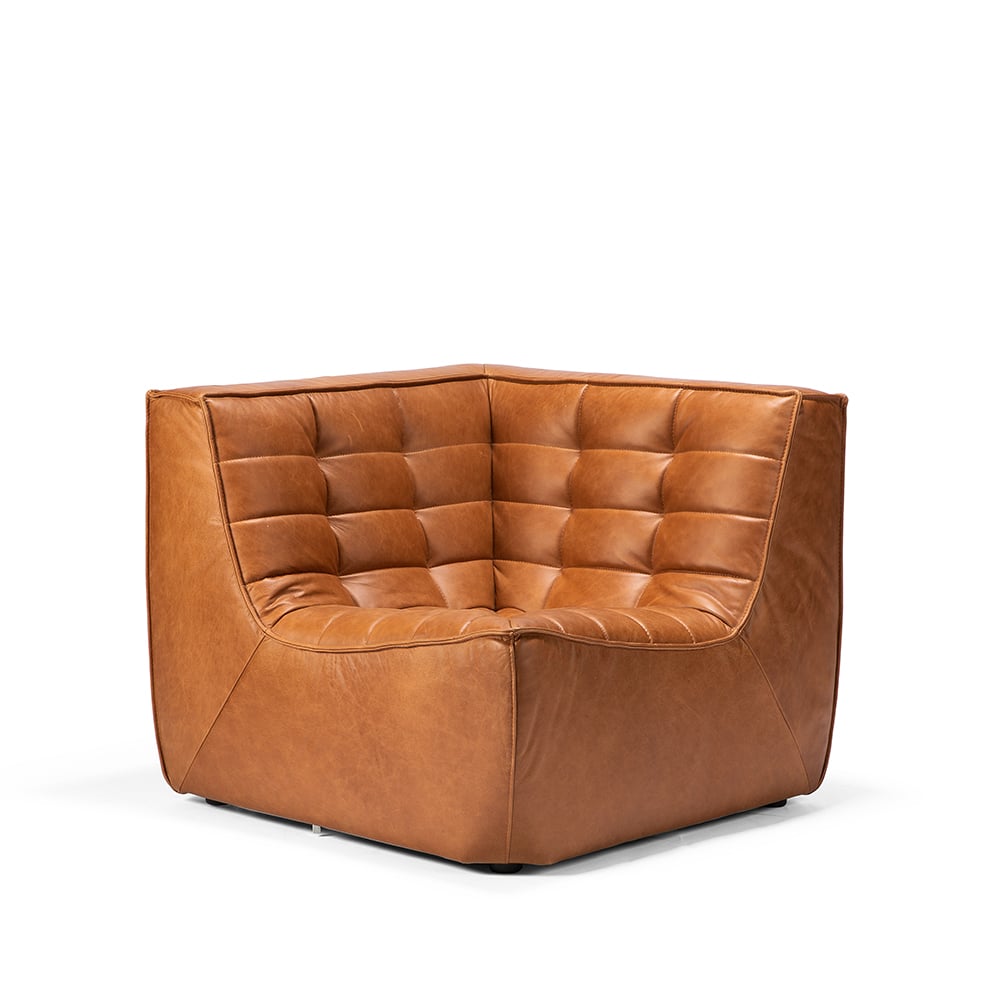 Ethnicraft N701 hörnmodul rak Läder old saddle | Skandinavisk Design | Soffor | Brun