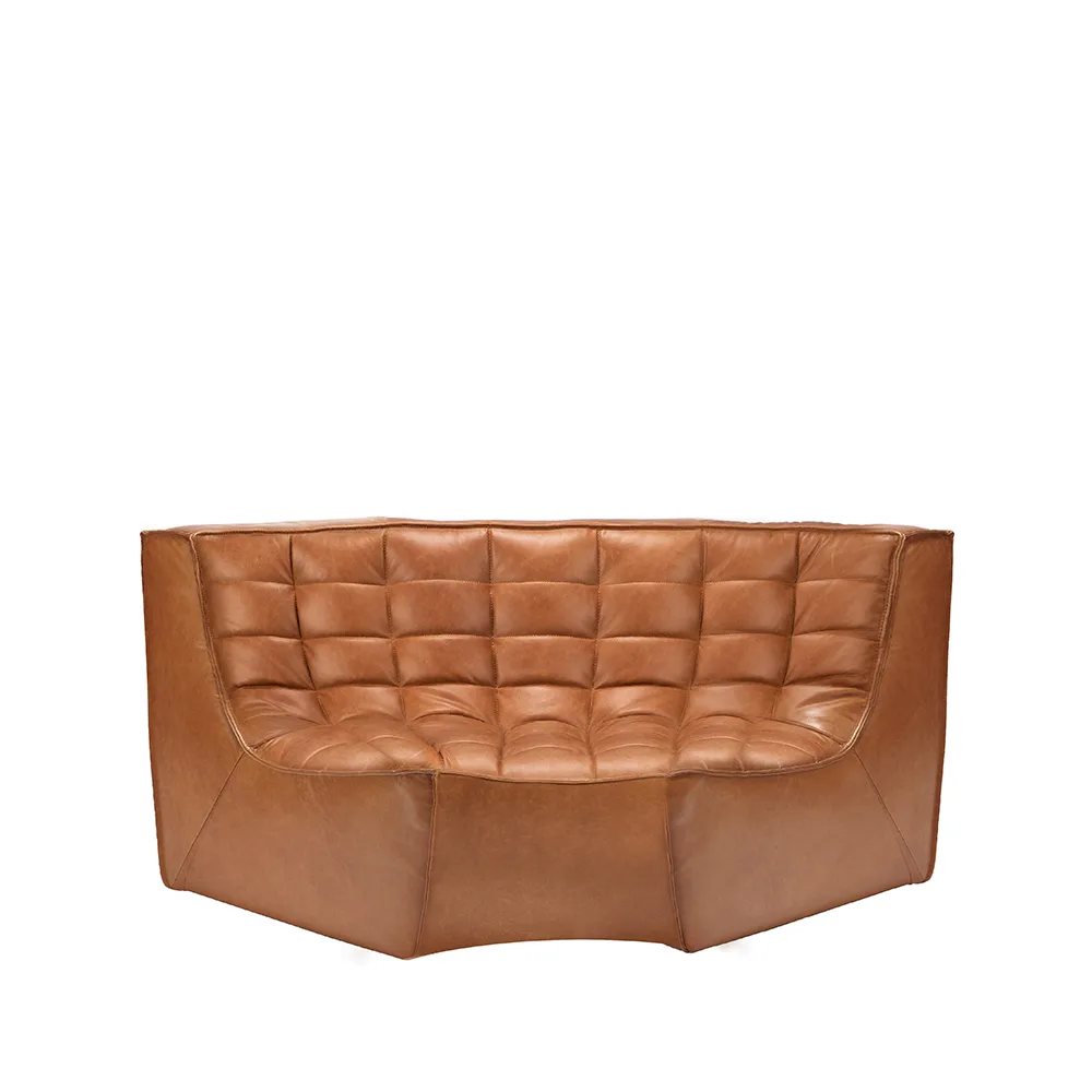 Ethnicraft N701 hörnmodul rundad 90° Läder old saddle