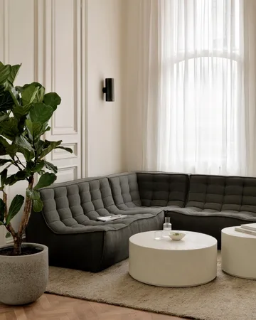 N701 modulhörnsoffa med rakt hörn, tyg Moss Eco, 301x231 cm - Ethnicraft