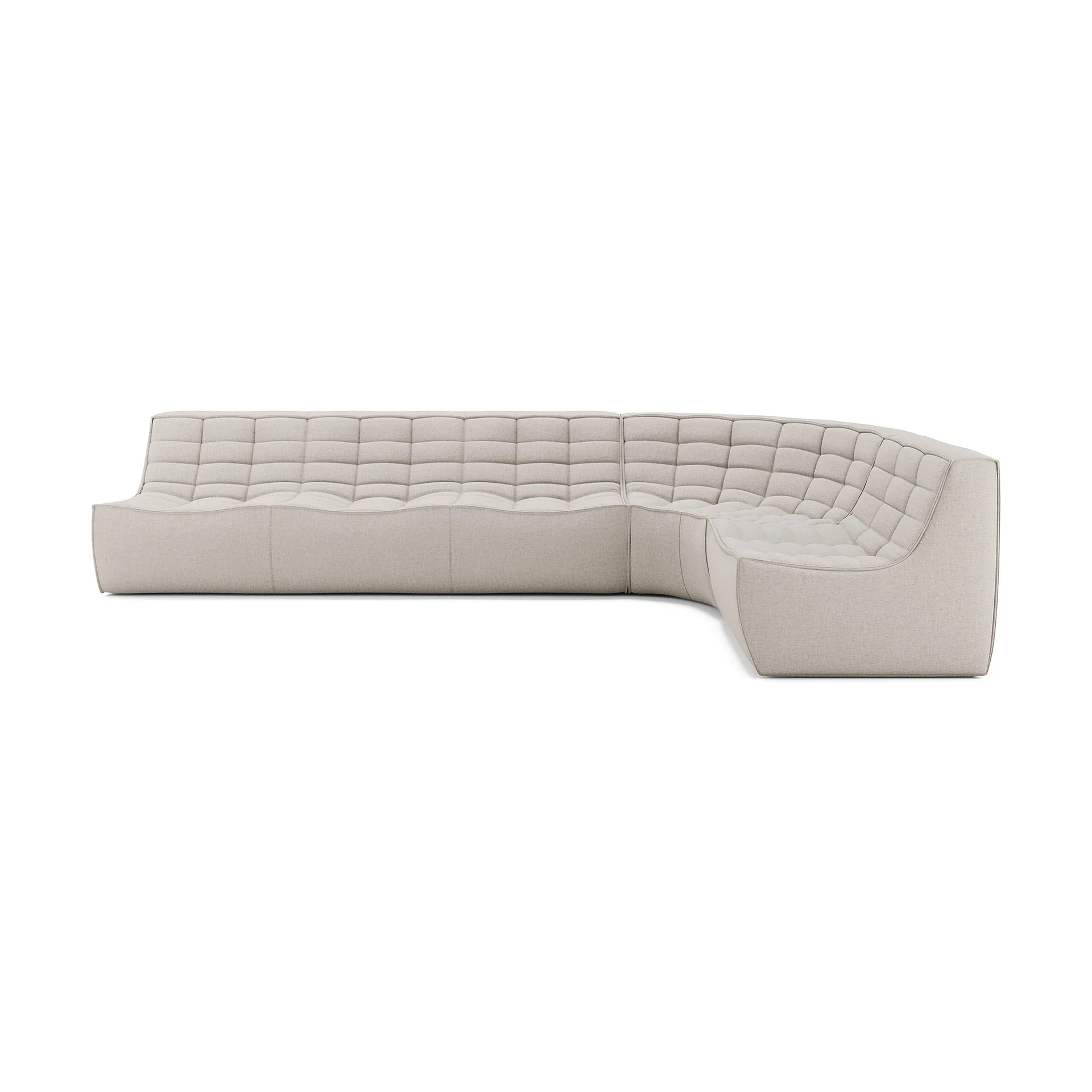 N701 modulhörnsoffa med rundat hörn, tyg Beige, 301x171 cm,  Ethnicraft
