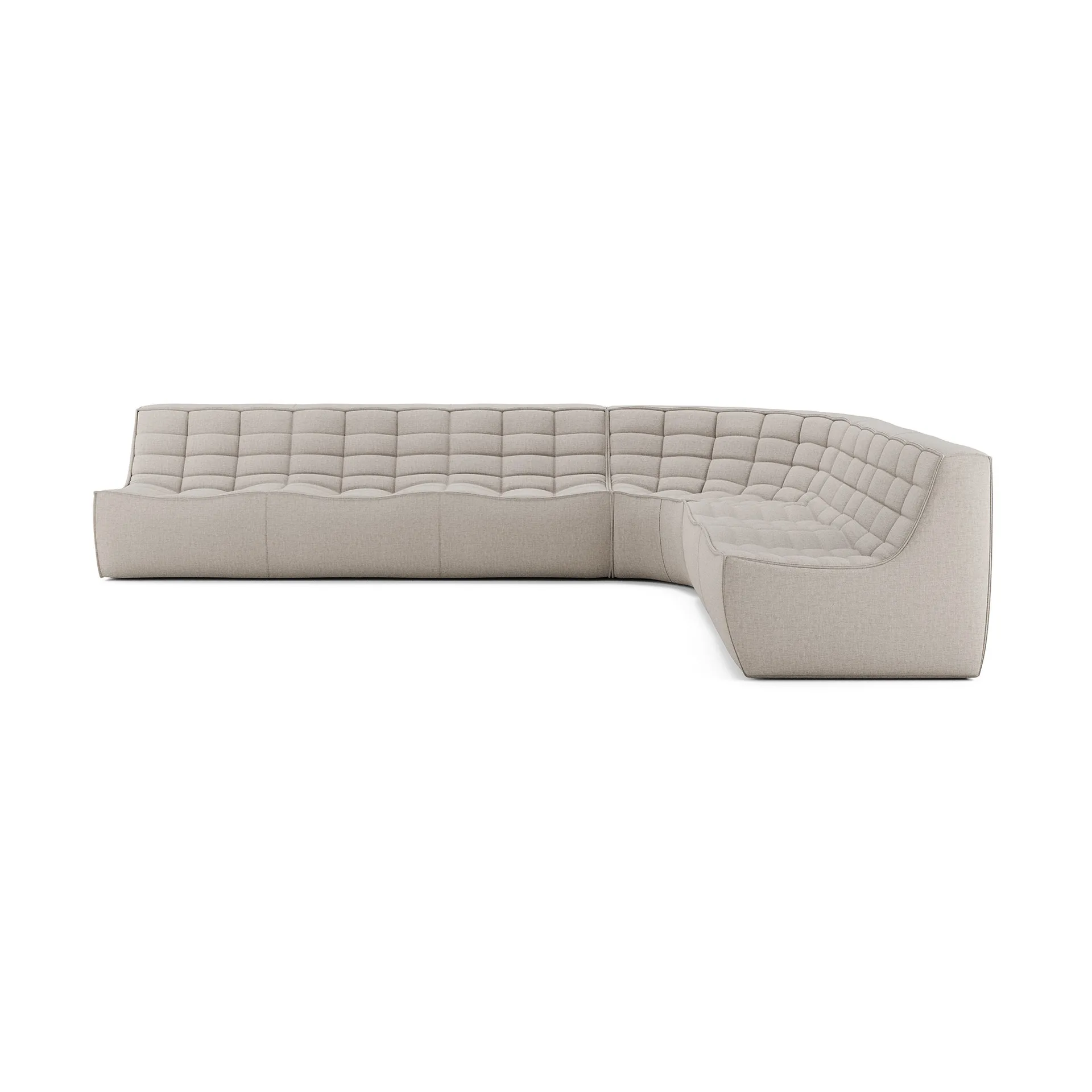 N701 modulhörnsoffa med rundat hörn, tyg Beige, 330x260 cm,  Ethnicraft