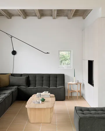 N701 modulhörnsoffa med rundat hörn, tyg Moss Eco, 330x260 cm - Ethnicraft