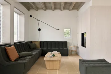 N701 modulhörnsoffa med rundat hörn, tyg Moss Eco, 330x260 cm - Ethnicraft