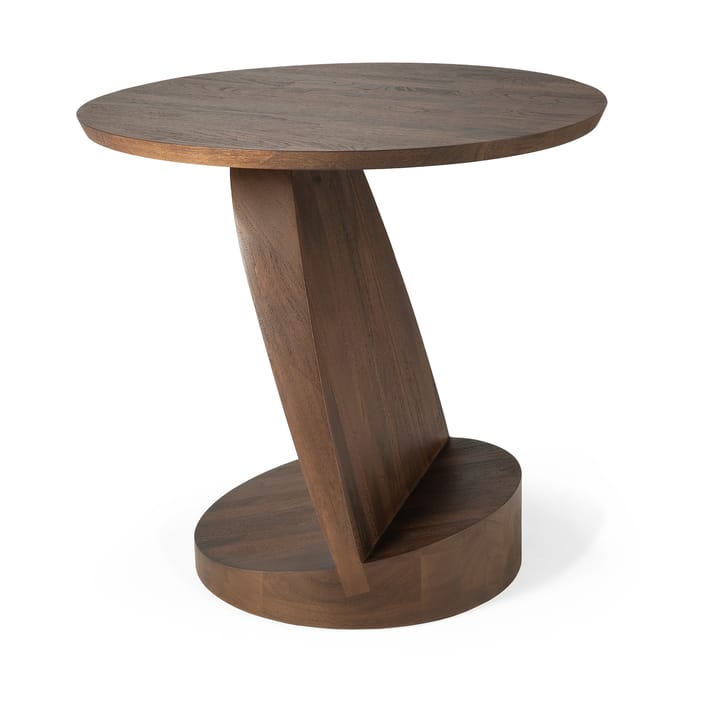 Oblic sidobord Ø52 cm, Brunbetsad teak Ethnicraft