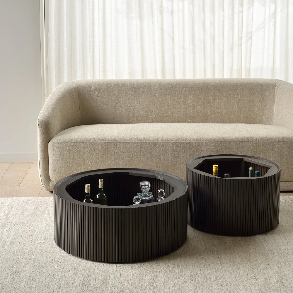 Roller Max soffbord runt, Mahogny dark brown 80 cm Ethnicraft