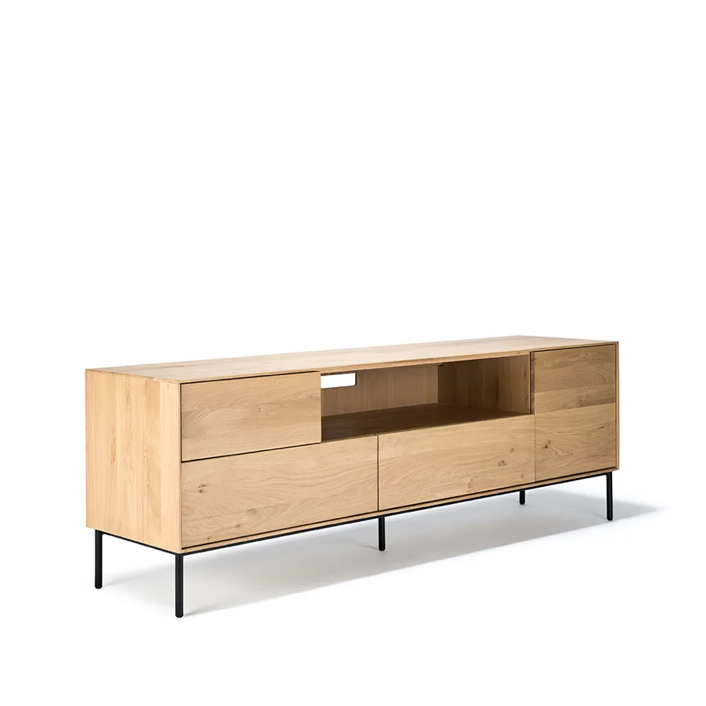 Whitebird mediabänk 180 cm, Oak wax oil-Black metal Ethnicraft