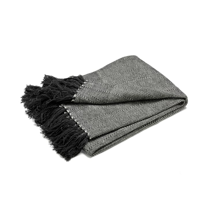Etol Design Fishbone pläd svart | Skandinavisk Design | Bomullsplädar & Bomullsfiltar | Svart