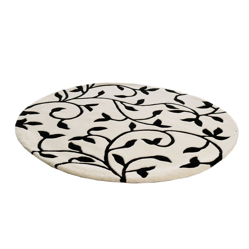 Etol Design Grow matta vit-svart rund 140 cm | Skandinavisk Design | Ullmattor | Svart