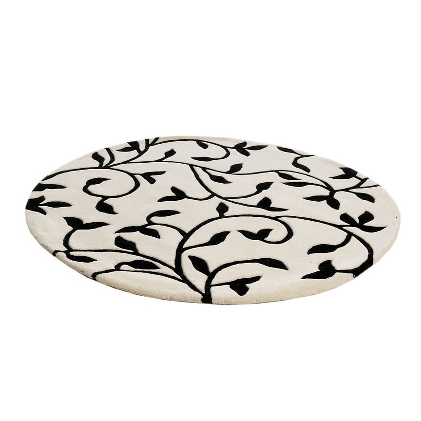 Etol Design Grow matta vit-svart rund 180 cm | Skandinavisk Design | Ullmattor | Svart